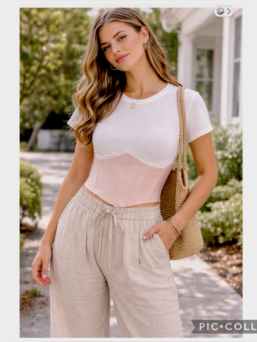Meraki Colorblock Corset Top Baby Tee Coquette Boho M